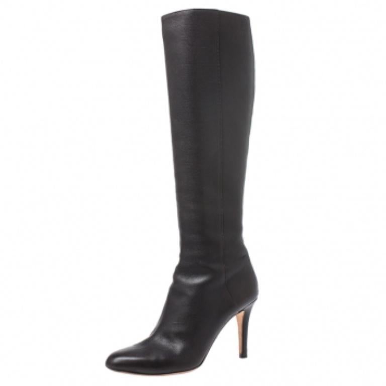 Jimmy Choo - Bottes en cuir marron foncé, taille 37,5 en vente 2