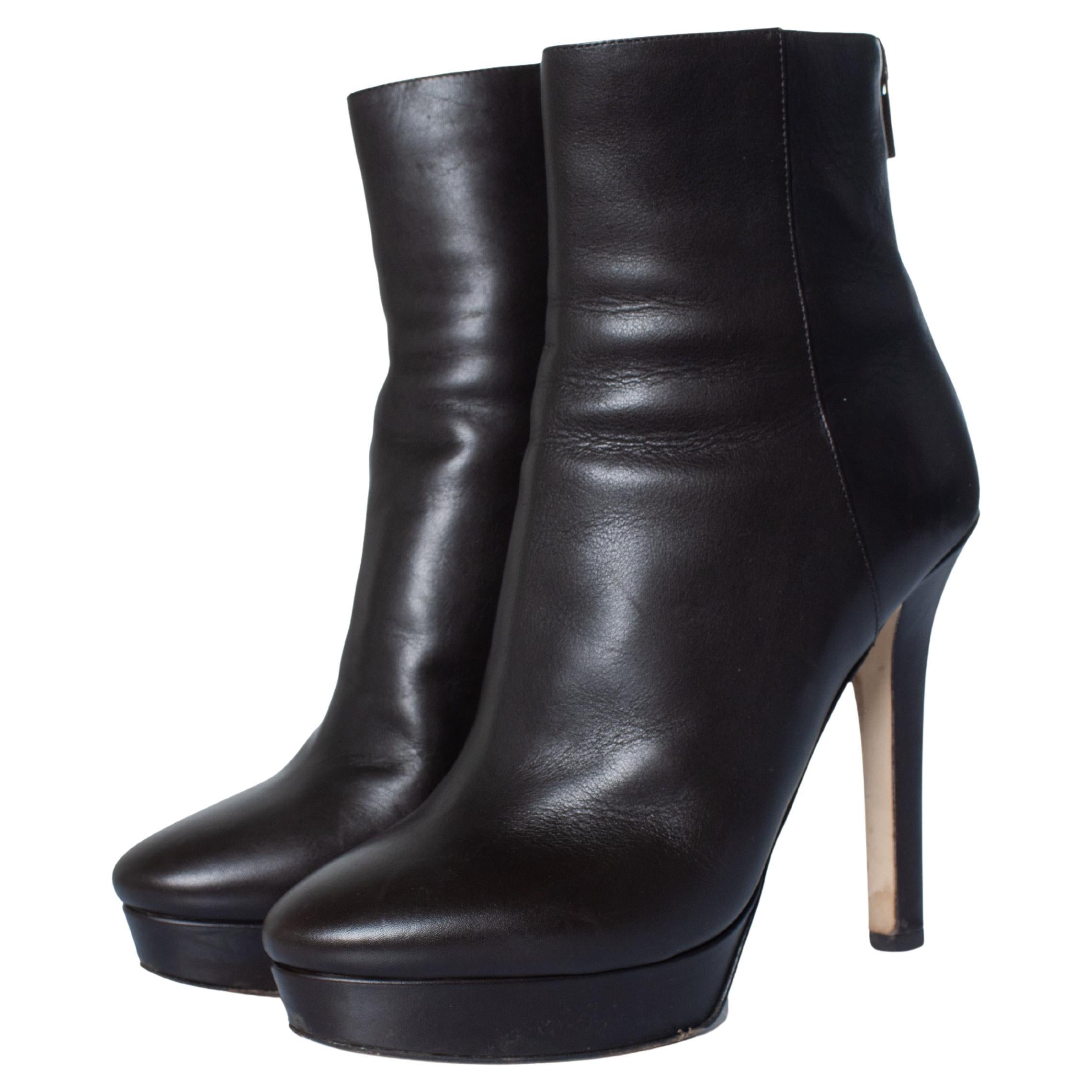 Jimmy Choo, dark brown leather platform boots