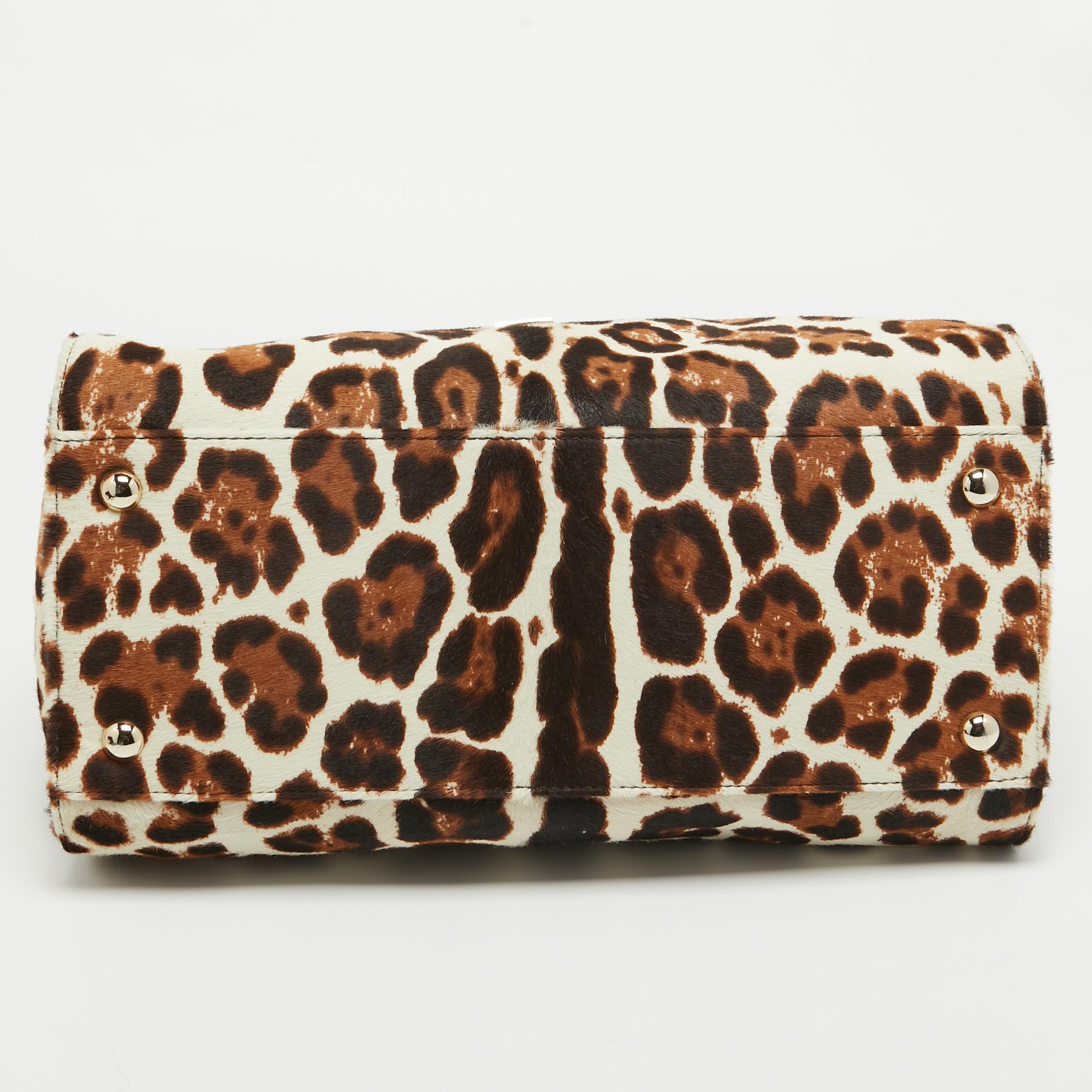 Jimmy Choo Dark Brown Leopard Print Calf Hair Rosalie Top Handle 13