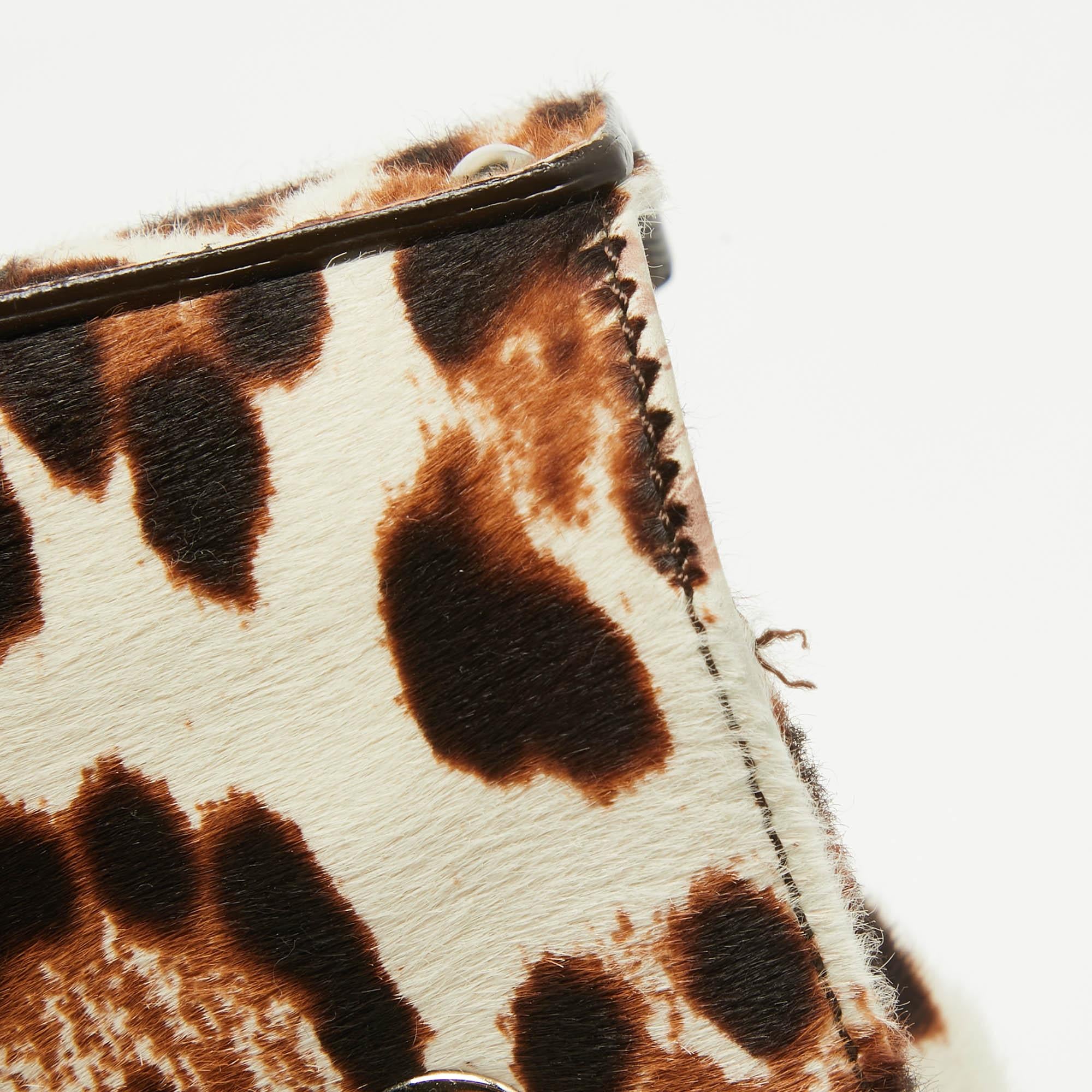 Jimmy Choo Dark Brown Leopard Print Calf Hair Rosalie Top Handle In Excellent Condition In Dubai, Al Qouz 2