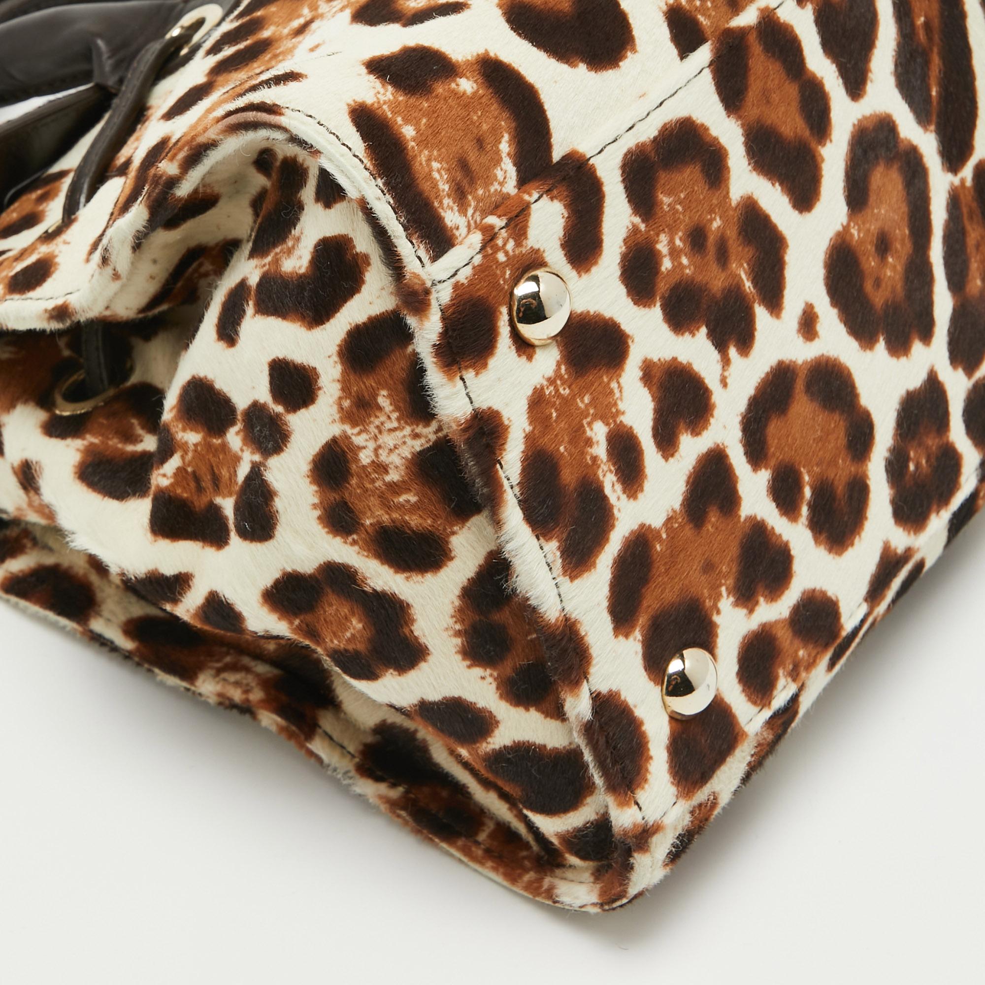 Jimmy Choo Dark Brown Leopard Print Calf Hair Rosalie Top Handle 2