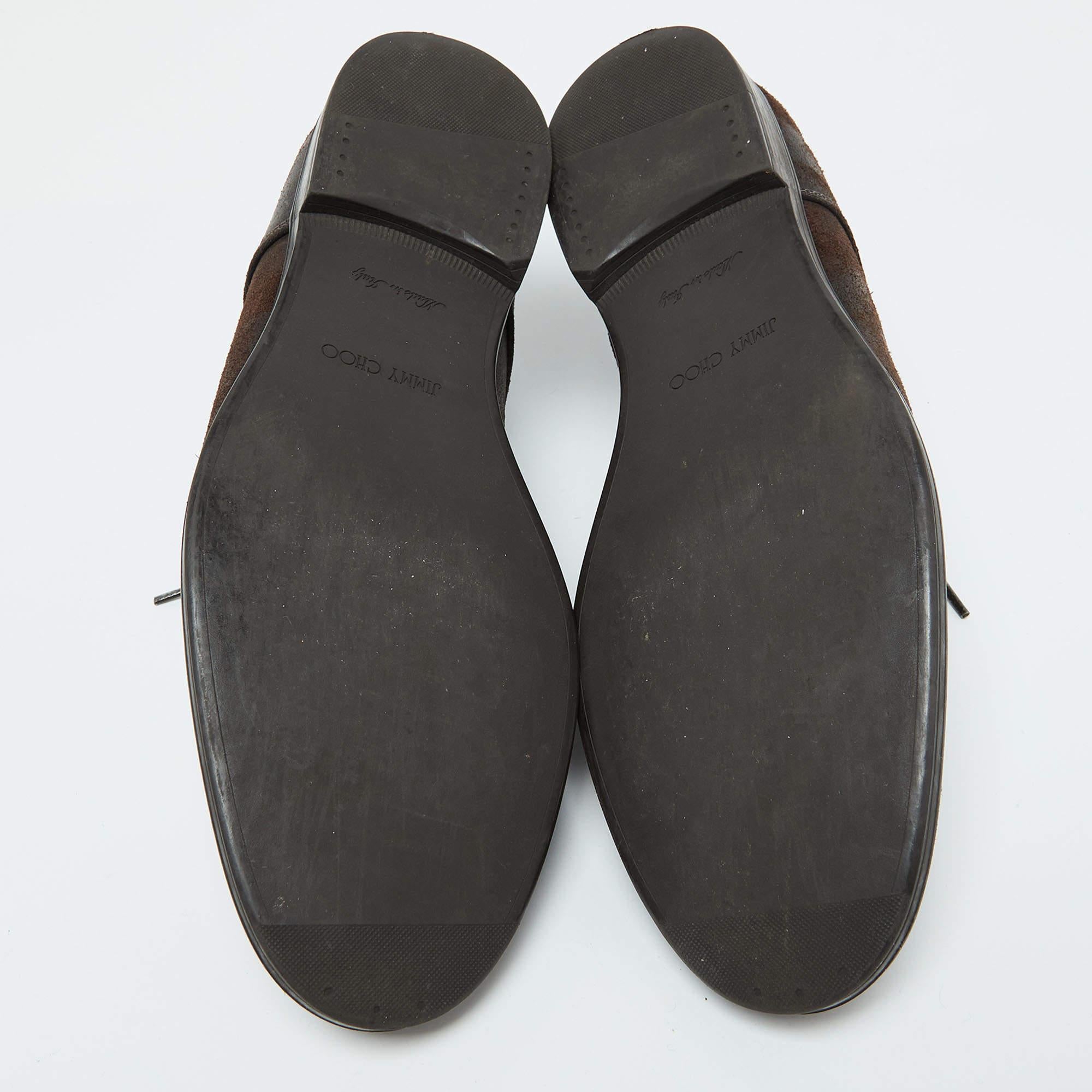 Jimmy Choo Derby à lacets en daim marron foncé Taille 41.5 en vente 1