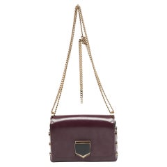 Jimmy Choo Dunkel Burgunderfarbene Lockett-Umhängetasche aus Leder