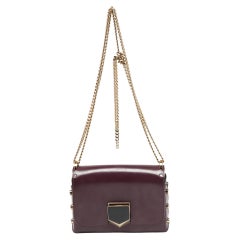 Jimmy Choo - Petit sac à bandoulière Lockett en cuir bordeaux foncé