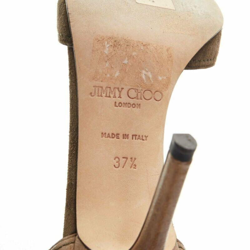 JIMMY CHOO sandalias de tacón con tira al tobillo multicadena en ante marrón verde oscuro EU37.5 en venta 6