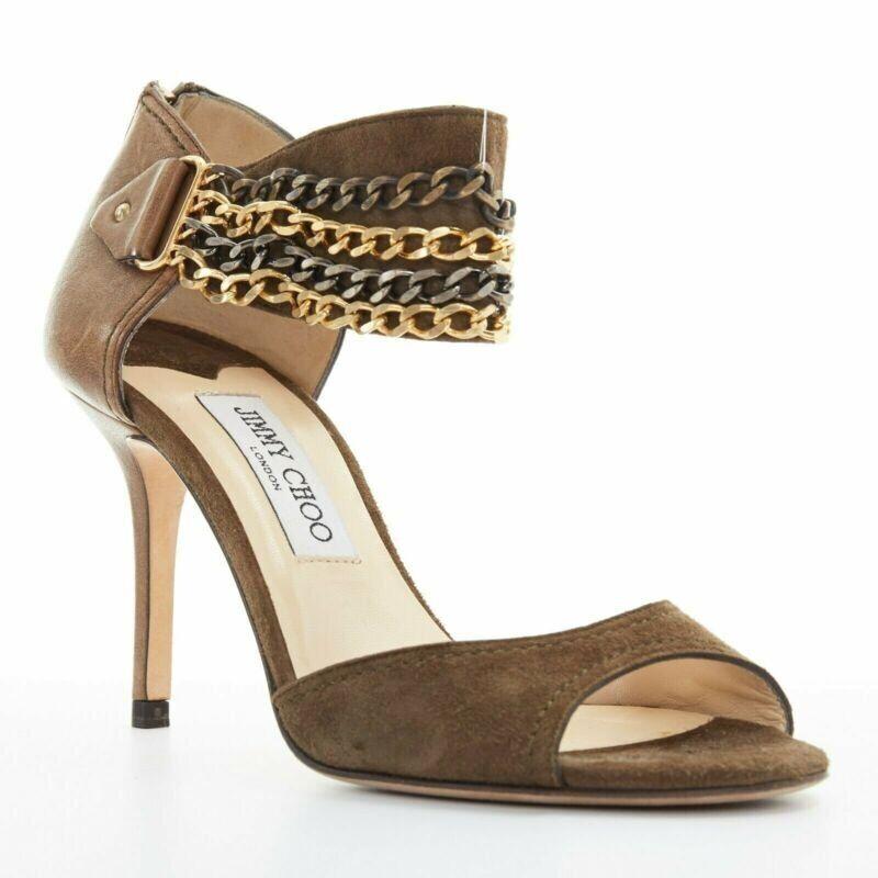 JIMMY CHOO sandalias de tacón con tira al tobillo multicadena en ante marrón verde oscuro EU37.5
Referencia: CC/XXXX00225
Marca: Jimmy Choo
Material: Piel
Color: Verde
Patrón: Sólido
Cierre: cremallera
Detalles adicionales: Parte superior de ante