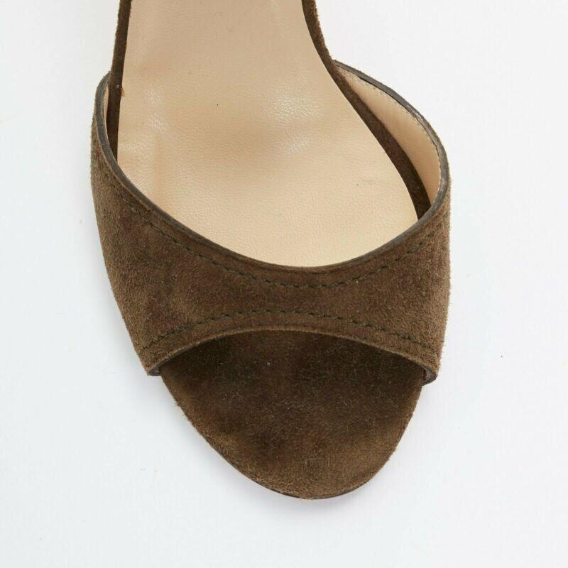 JIMMY CHOO sandalias de tacón con tira al tobillo multicadena en ante marrón verde oscuro EU37.5 en venta 2