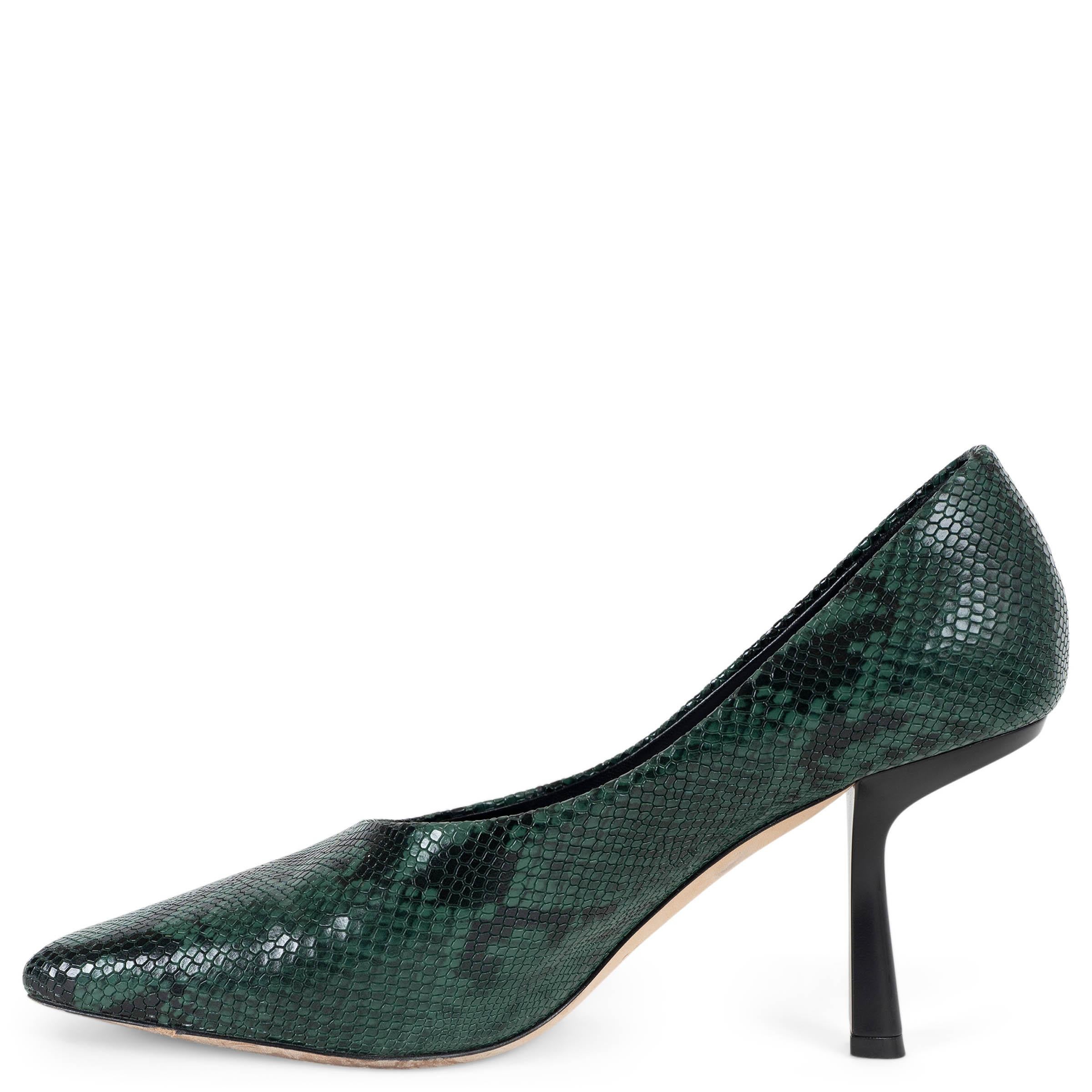 Noir JIMMY CHOO cuir vert foncé MARCELA 85 FAUX PYTHON Chaussures 38.5 en vente