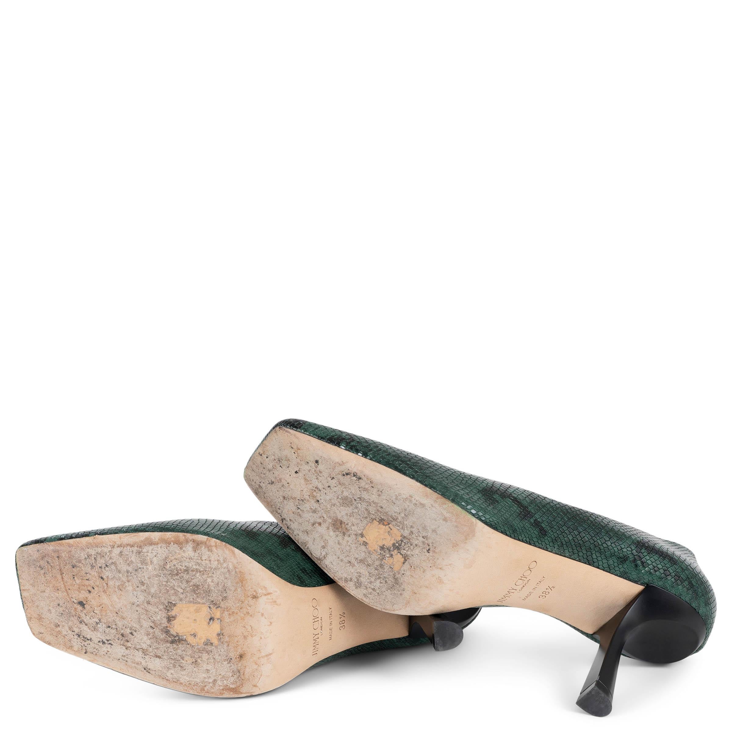 JIMMY CHOO cuir vert foncé MARCELA 85 FAUX PYTHON Chaussures 38.5 en vente 4