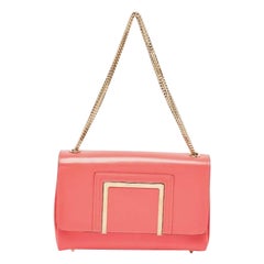 Jimmy Choo Dark Pink Glazed Leather Alba Shoulder Bag