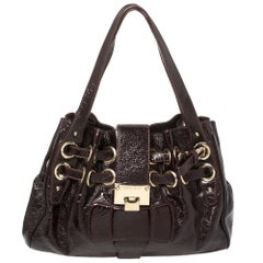 Jimmy Choo Dunkle Pflaume Lackleder Ramona Tote