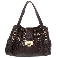 Jimmy Choo Dark Plum Patent Leather Ramona Tote