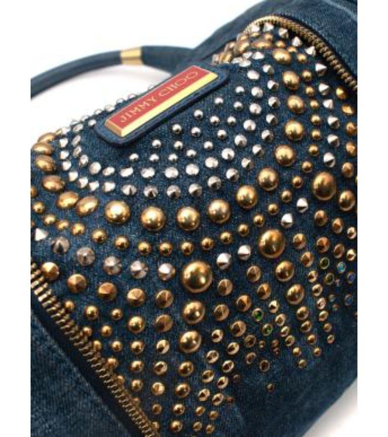 Jimmy Choo Denim Crystal Studded Hobo Bag In Excellent Condition In London, GB