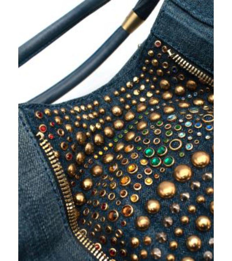 Jimmy Choo Denim Crystal Studded Hobo Bag 5