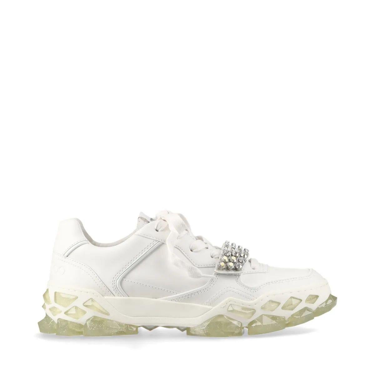 Women's Jimmy Choo Diamond Leather Sneaker Unisex White For Sale