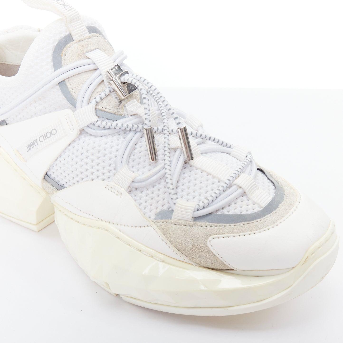 JIMMY CHOO Diamond Trail weiß facettierte klobige Sohle Turnschuhe EU36 im Angebot 2
