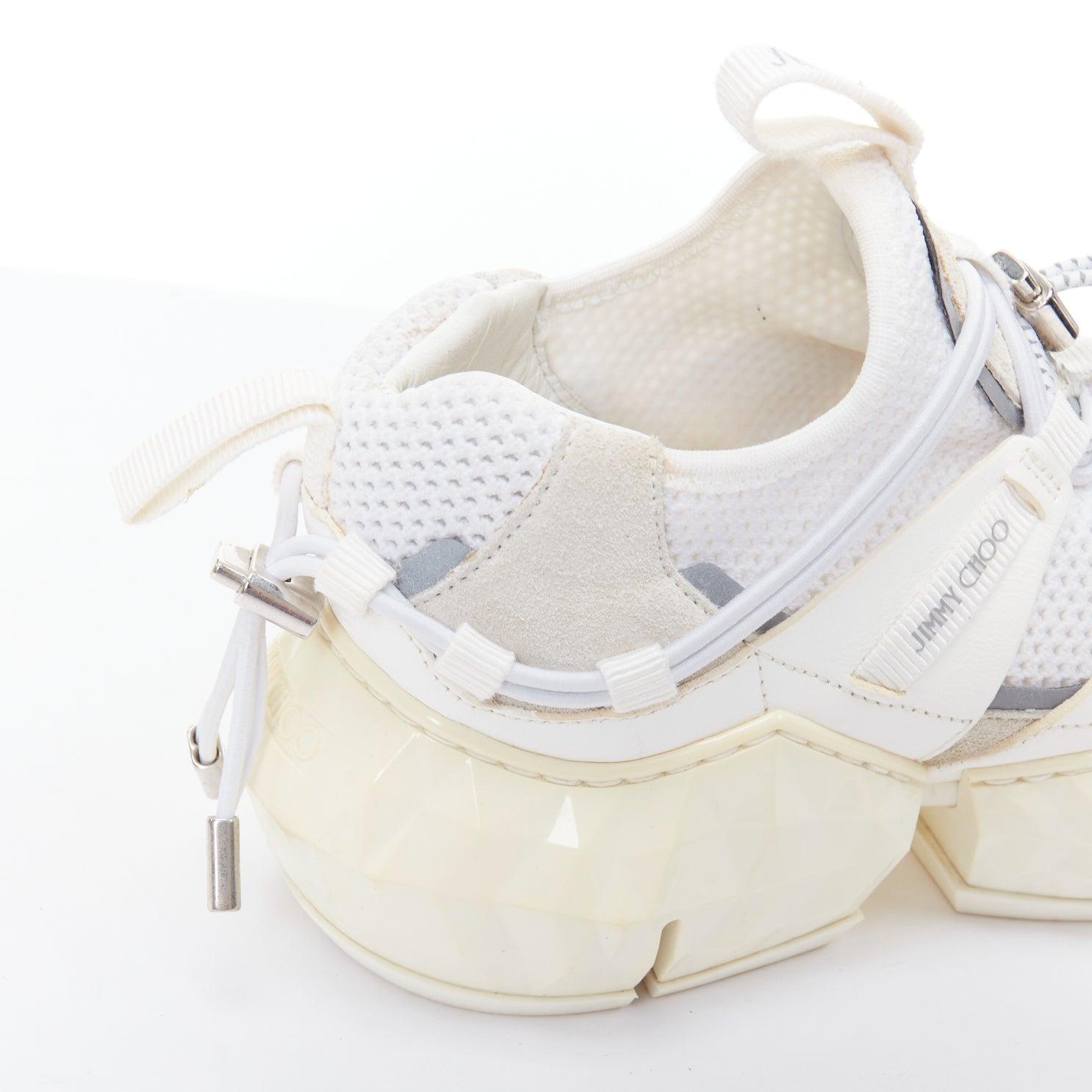 JIMMY CHOO Diamond Trail weiß facettierte klobige Sohle Turnschuhe EU36 im Angebot 3