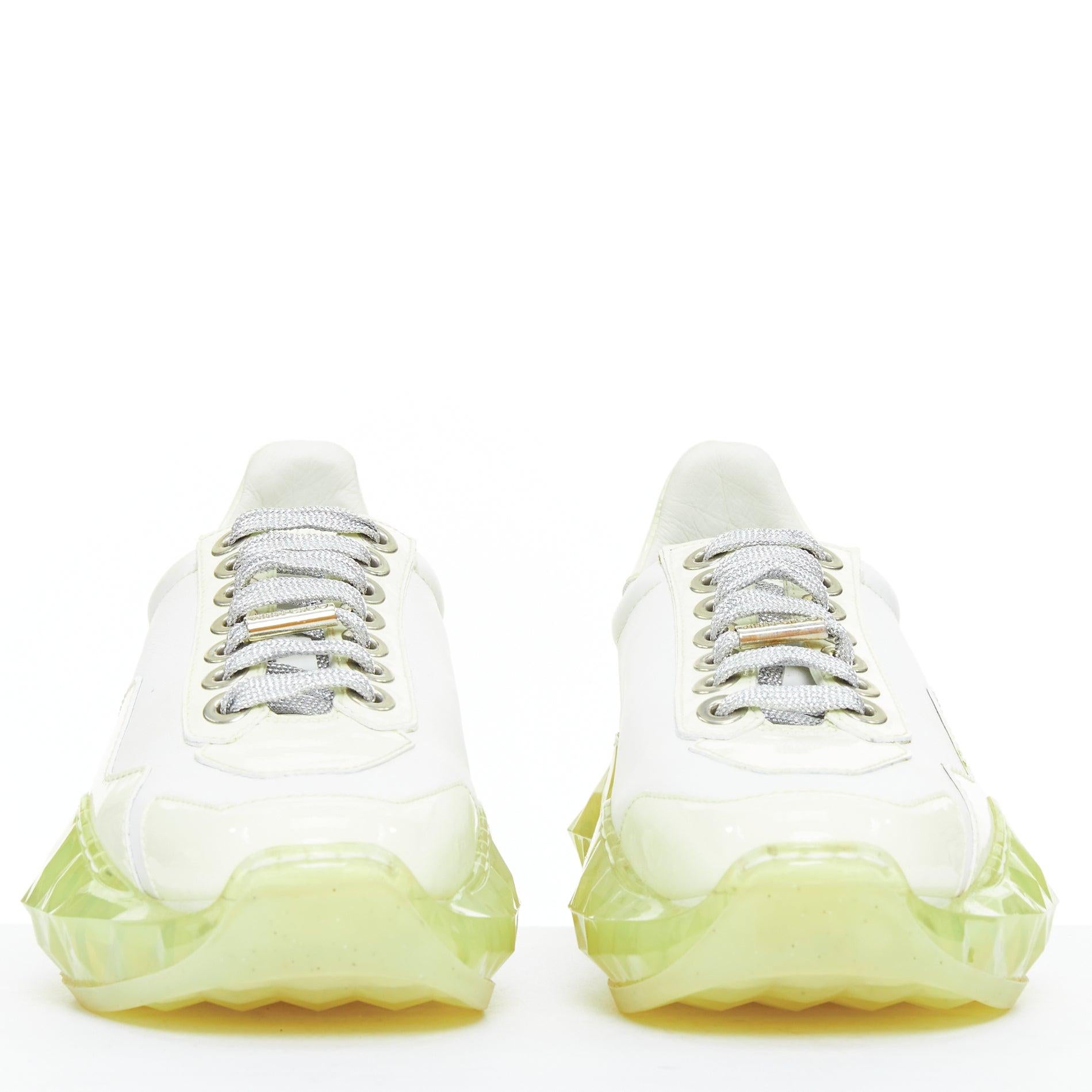 Bianco JIMMY CHOO Diamond white mint green jelly sole dad sneakers EU35.5 in vendita