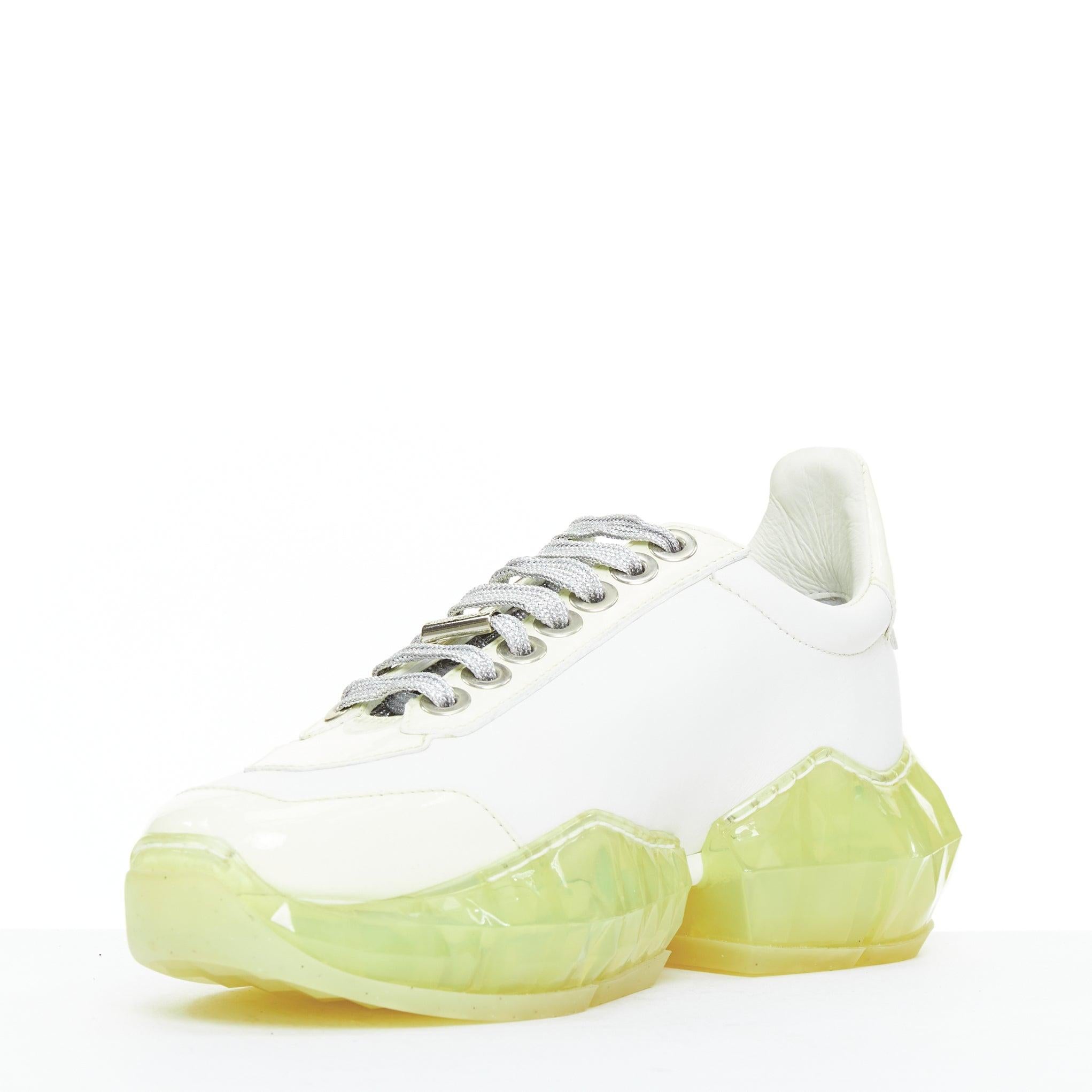JIMMY CHOO Diamond white mint green jelly sole dad sneakers EU35.5 In condizioni buone in vendita a Hong Kong, NT