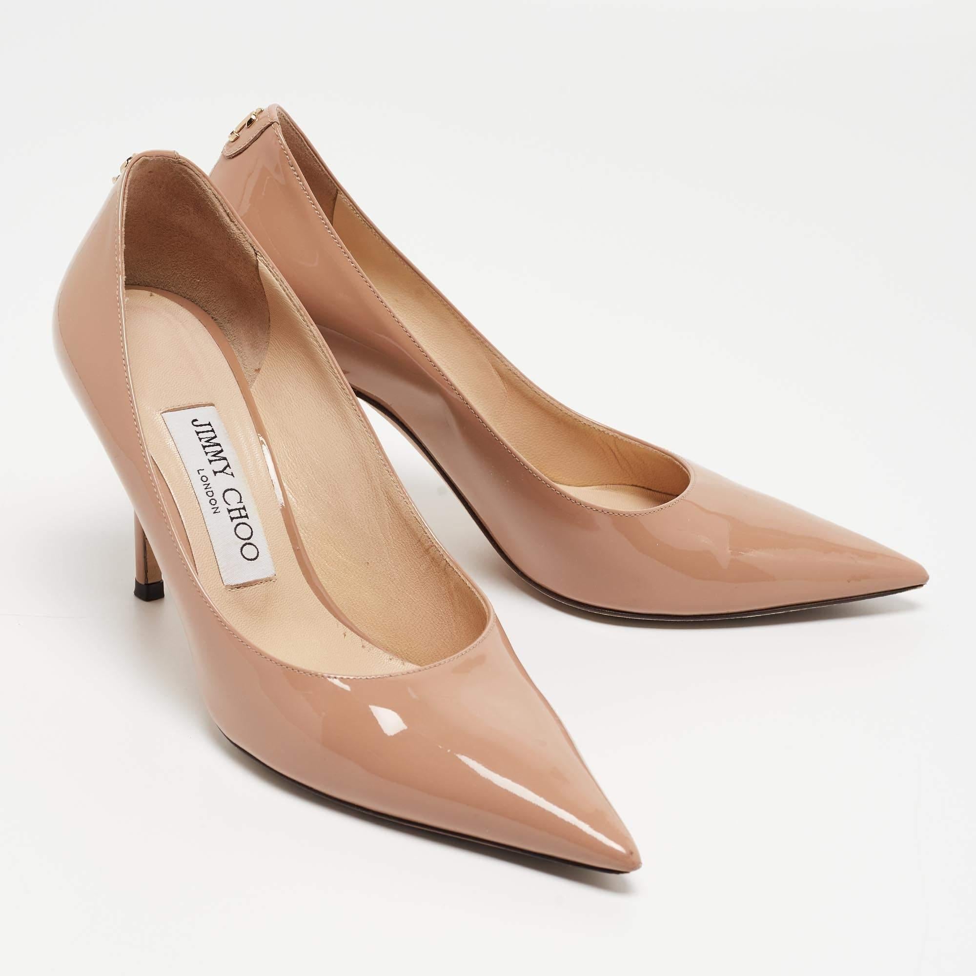 Jimmy Choo Dusty Pink Patent Leather Love Pumps Size 36 In Good Condition For Sale In Dubai, Al Qouz 2