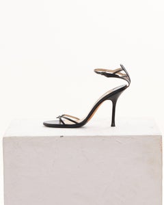 Jimmy Choo Early 2000s Black leather ankle strap sandals