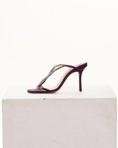 Jimmy Choo Early 2000s Purple Chrystal Satin Heels
