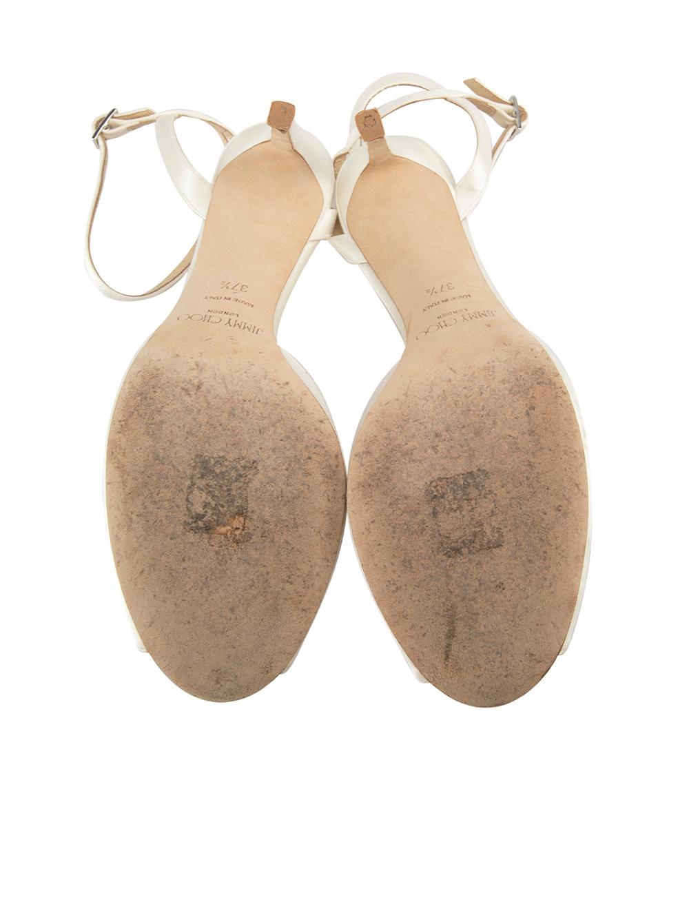 Women's Jimmy Choo Ecru Sacora Embellished Sandals Size IT 37.5