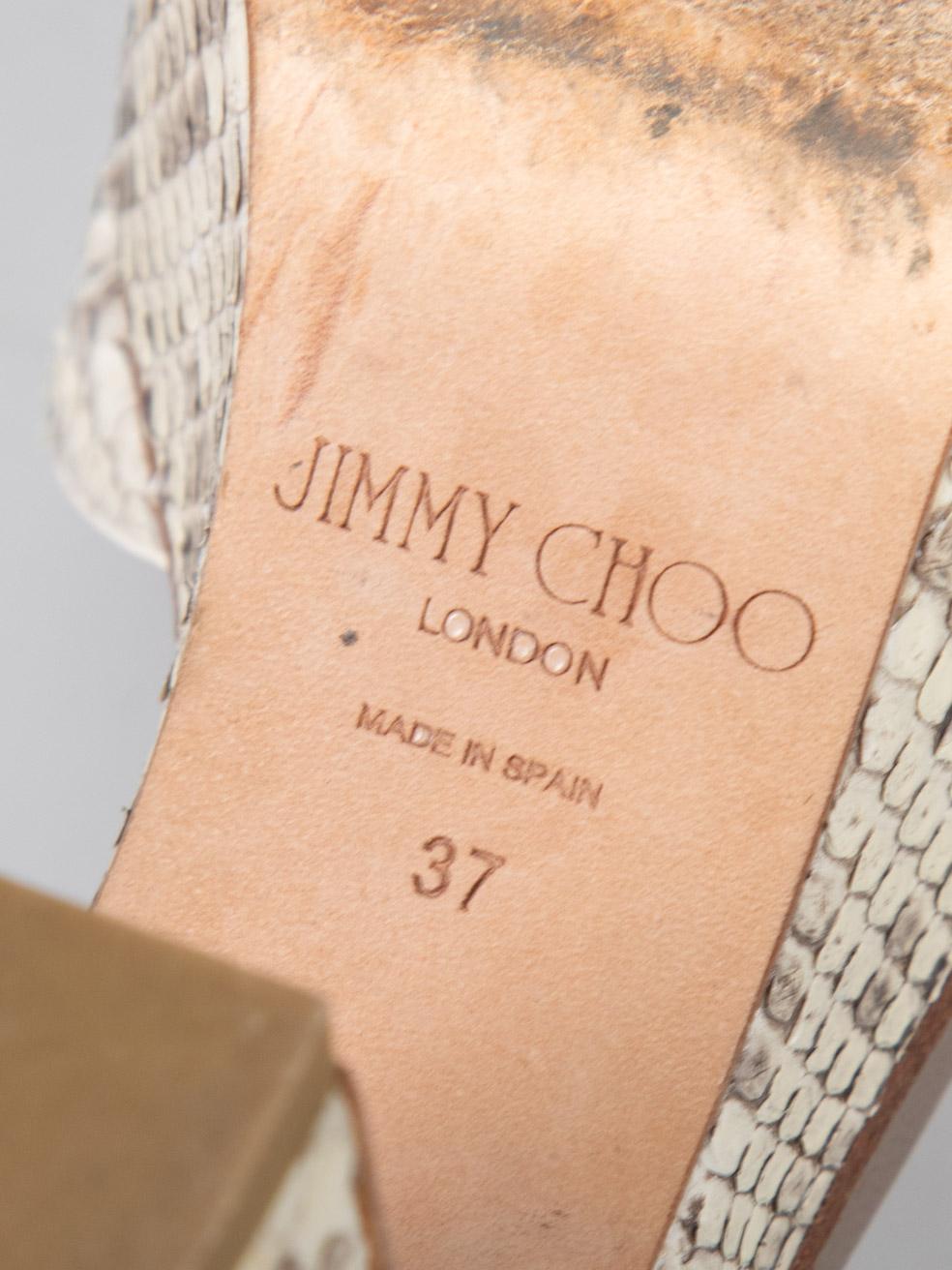 Jimmy Choo Ecru Snakeskin Platform Sandals Size IT 37 For Sale 1