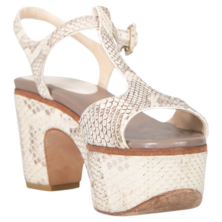 Jimmy Choo Ecru Snakeskin Platform Sandals Size IT 37 For Sale