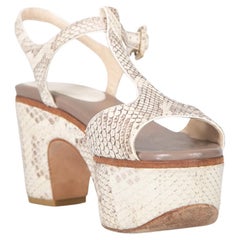 Jimmy Choo Ecru Snakeskin Platform Sandals Size IT 37
