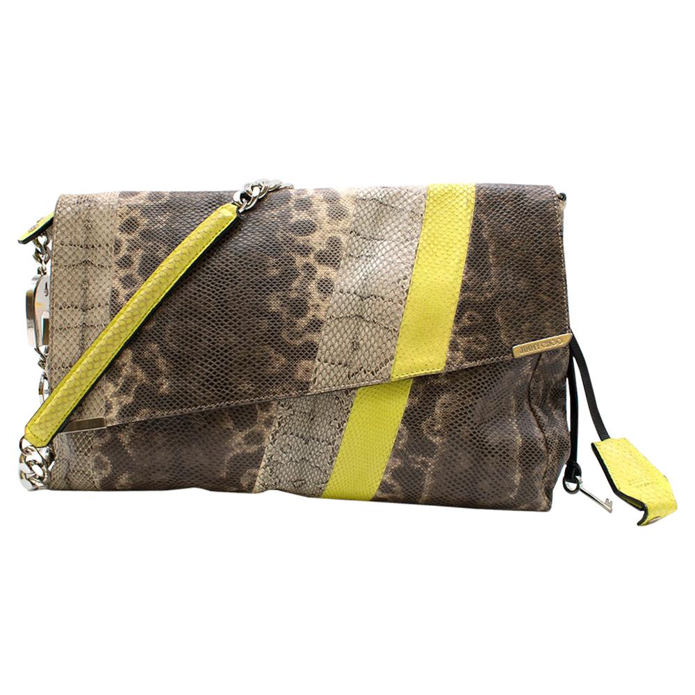 Jimmy Choo Elaphe Snakeskin Striped Shoulder Bag For Sale