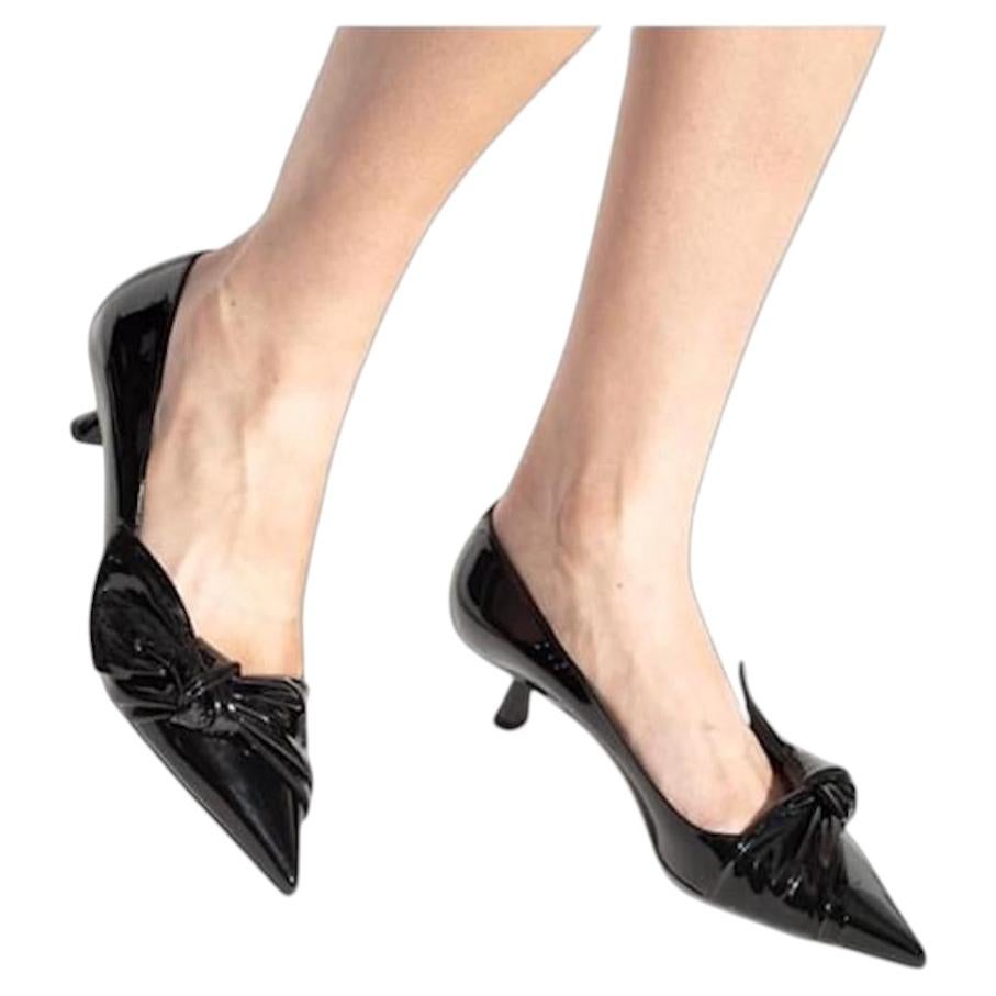 Jimmy Choo Black Patent Leather Elinor 45 Kitten Heel Pumps