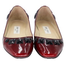 Jimmy Choo Embellished 37.5 Patent Leather Watson Flats JC-0503N-0148