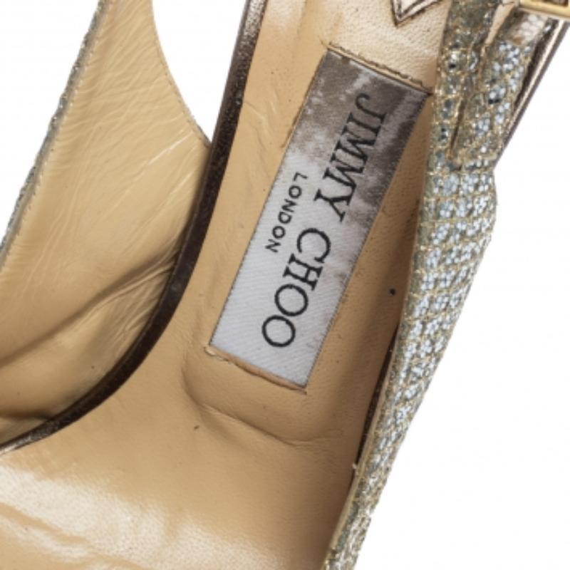 Jimmy Choo Embossed Leather Verity Peep Toe Platform Slingback Sandals Size 39 For Sale 2