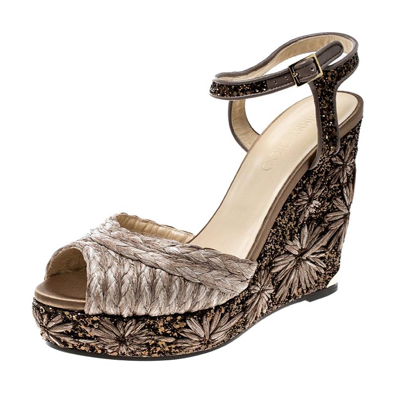 jimmy choo glitter wedge