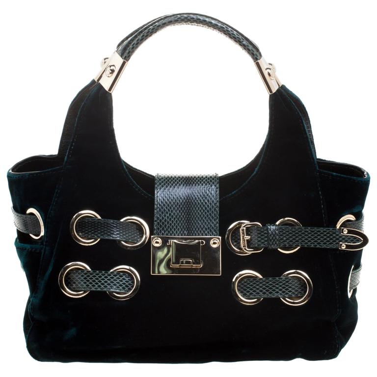 Jimmy Choo Emerald Green Velvet Ramona Shoulder Bag