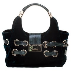 Jimmy Choo Emerald Green Velvet Ramona Shoulder Bag