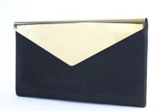 Jimmy Choo Envelope 24mr0627 Black X Gold Suede Leather Clutch