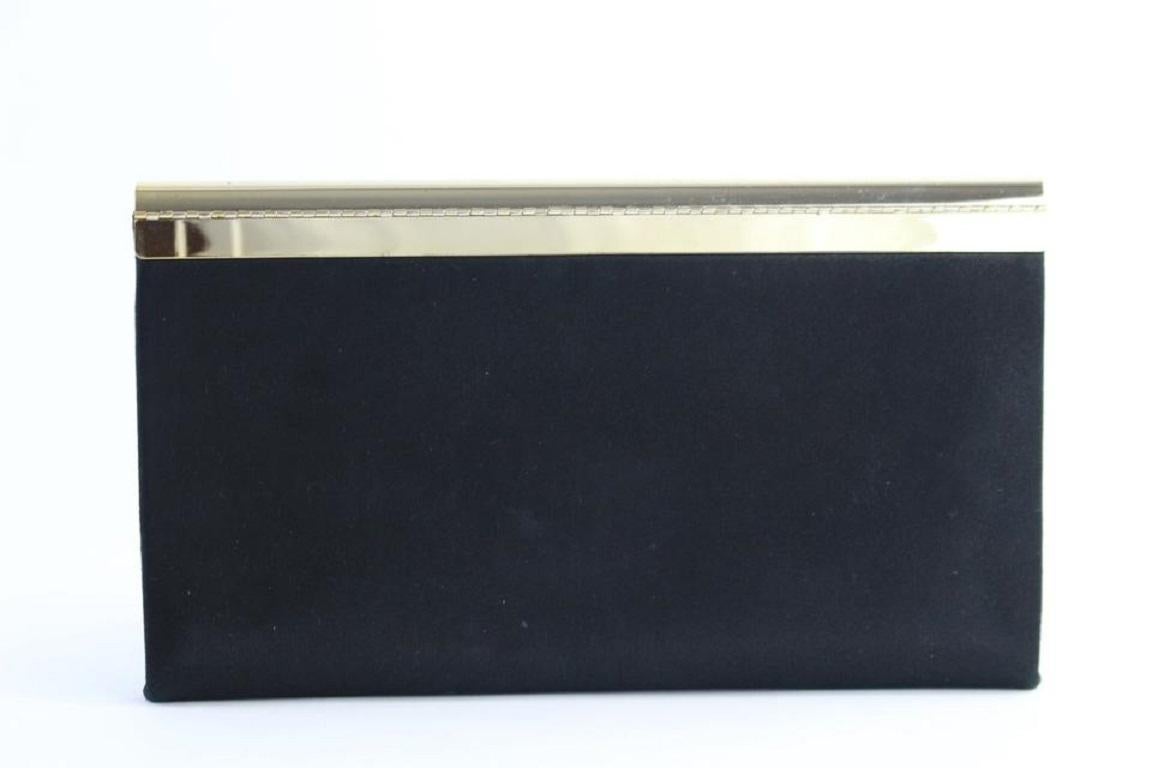 Women's Jimmy Choo Envelope 24mr0627 Black X Gold Suede Leather Clutch For Sale