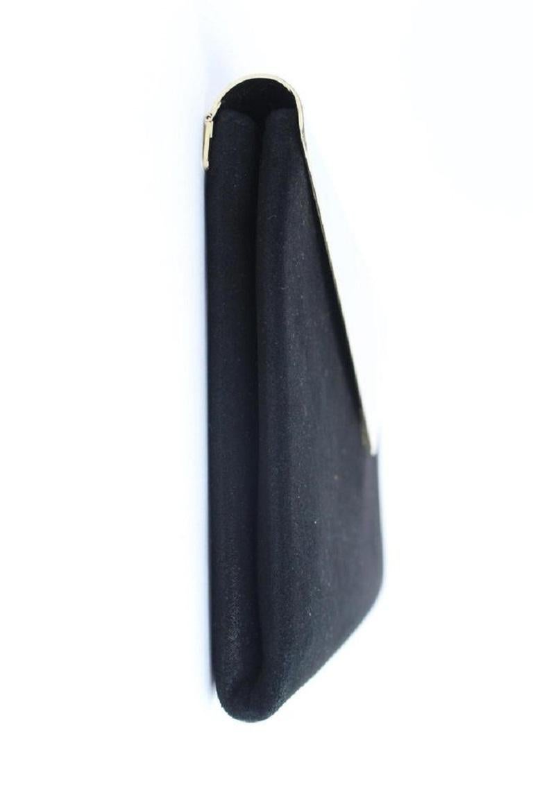 Jimmy Choo Envelope 24mr0627 Black X Gold Suede Leather Clutch For Sale 2