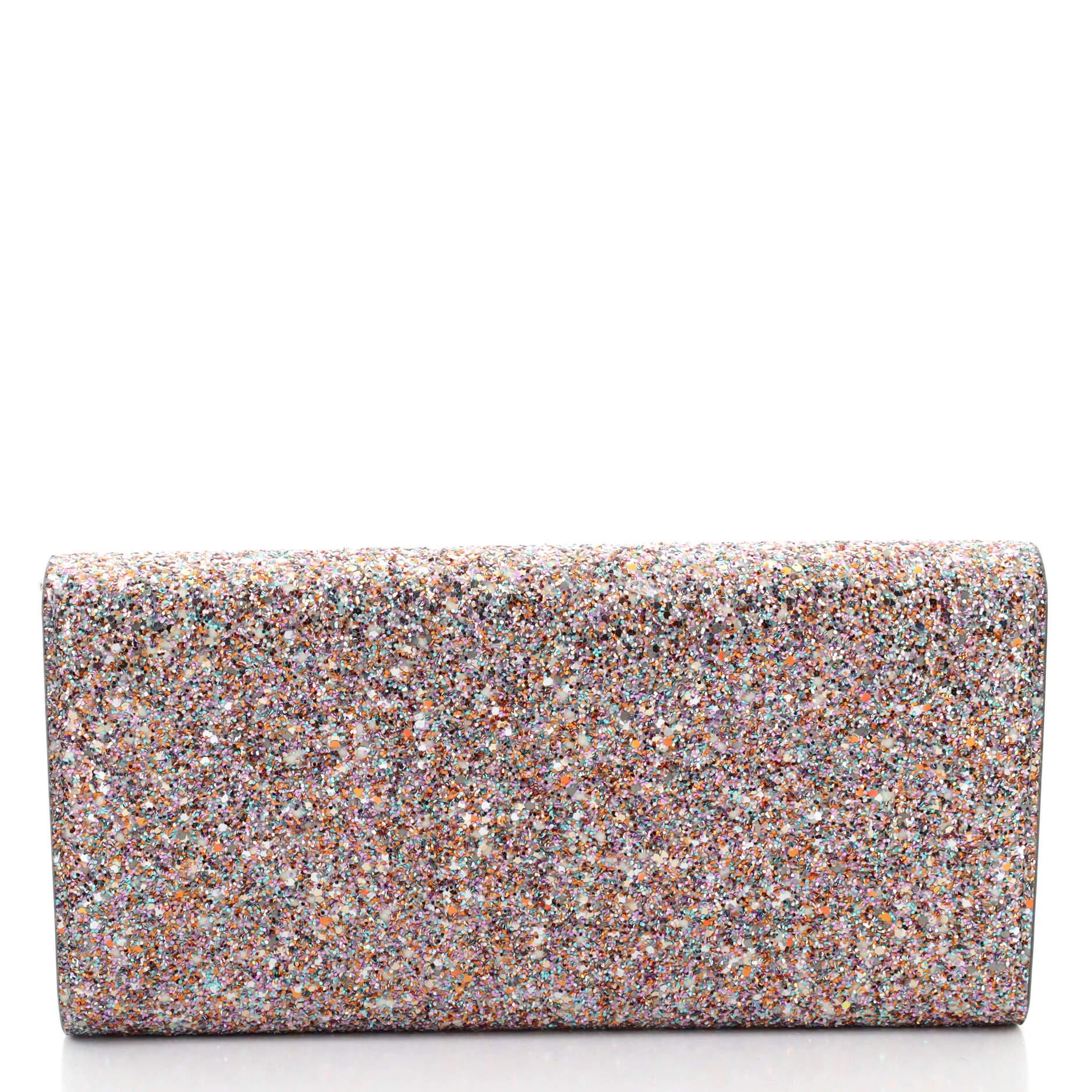Jimmy Choo Erica Clutch Glitter Leather In Good Condition In NY, NY