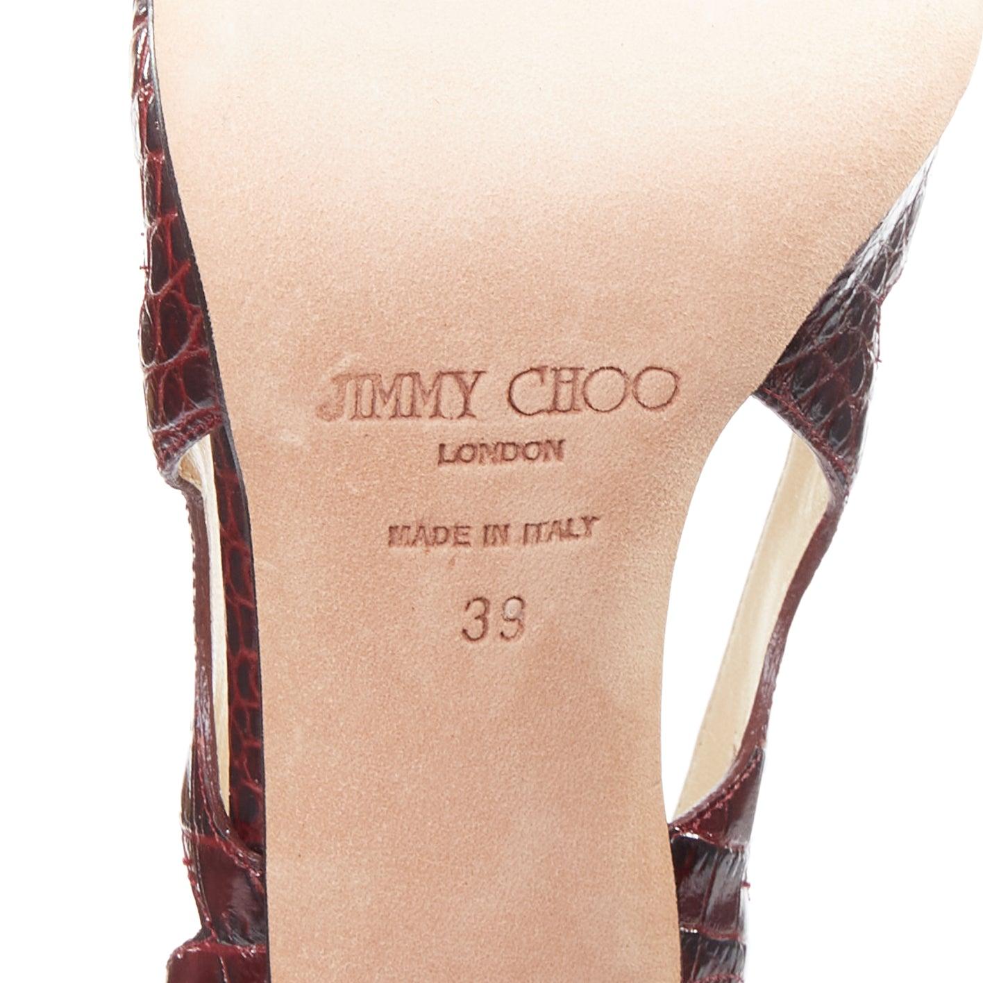 JIMMY CHOO Eternal Cut Out burgundy embossed leather pumps EU39 6