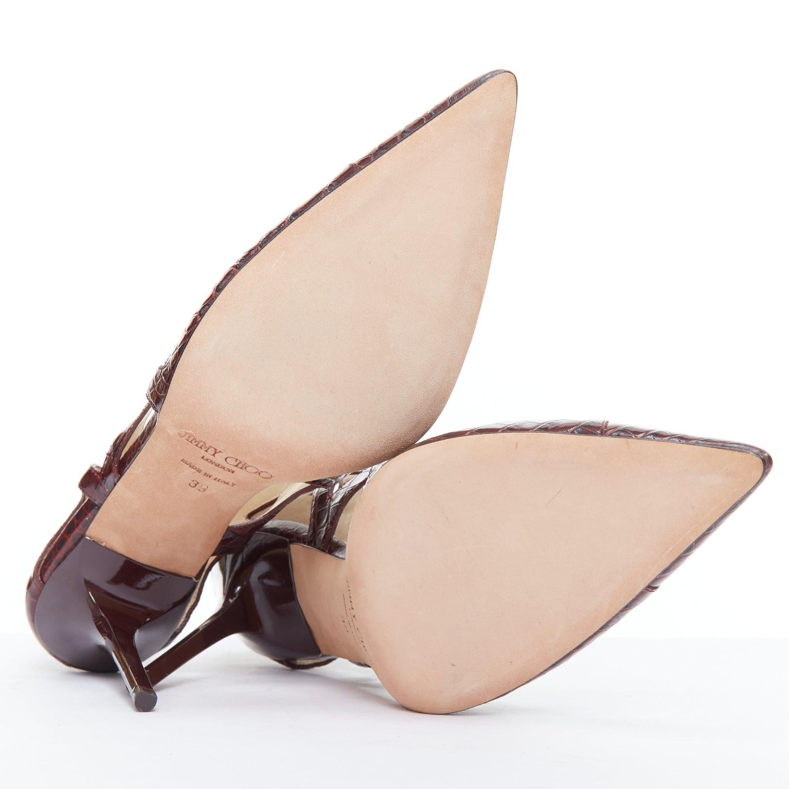 JIMMY CHOO Eternal Cut Out burgundy embossed leather pumps EU39 7