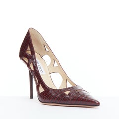 JIMMY CHOO Eternal Cut Out burgundy embossed leather pumps EU39