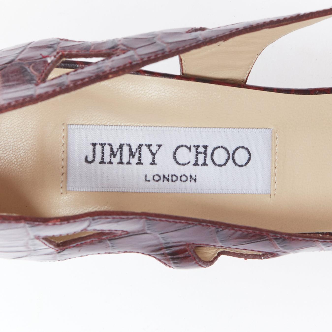 JIMMY CHOO Eternal Cut Out burgundy embossed leather pumps EU39 5