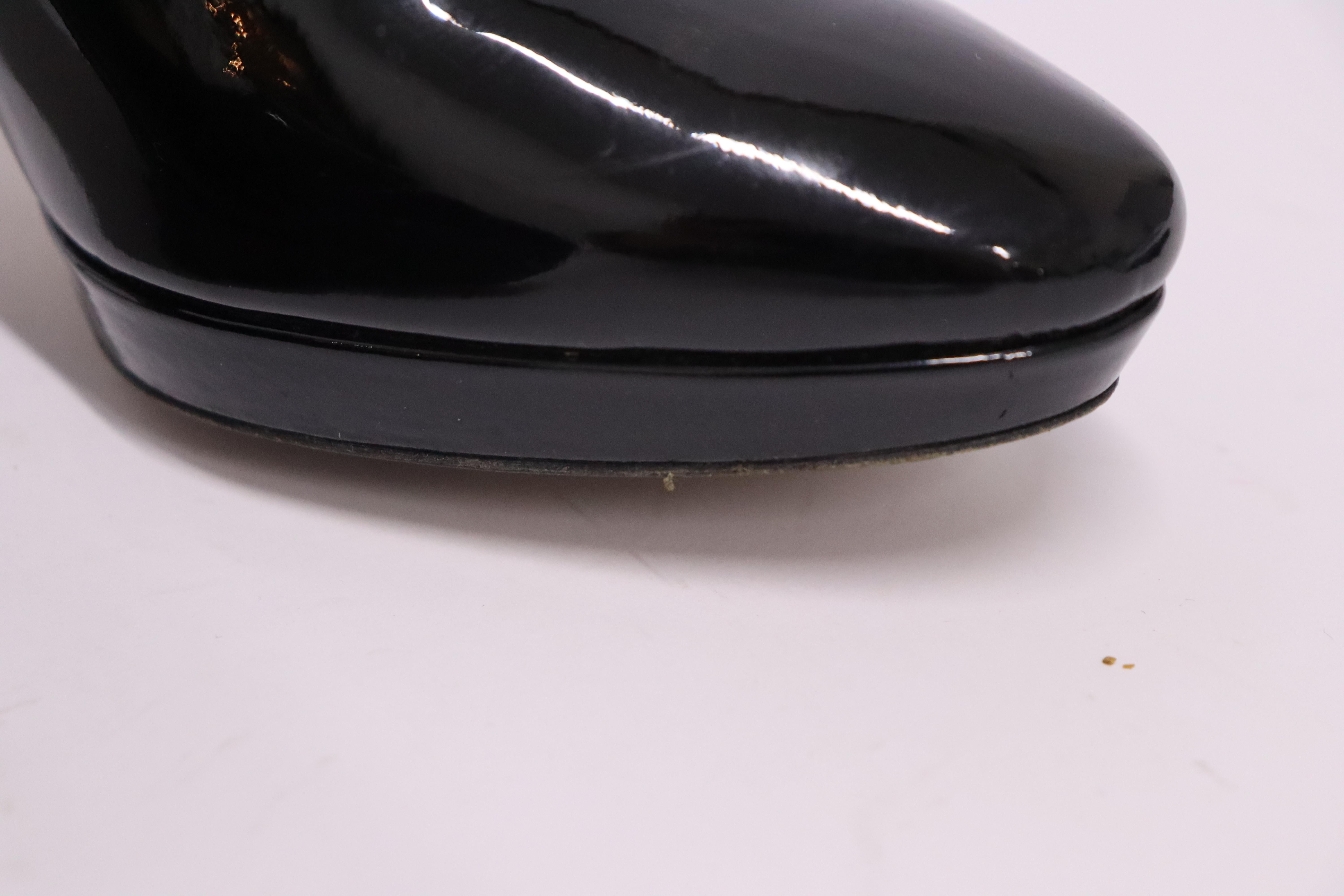 Jimmy Choo EU 37.5 Black Patent Leather Platform Pumps with Heel For Sale 2