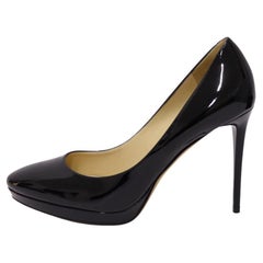 Jimmy Choo EU 37.5 Black Patent Leather Platform Pumps with Heel