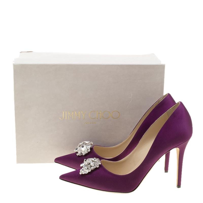 Jimmy Choo Exclusive Collection Deep Purple Satin Manda Crystal Embellished Poin 3