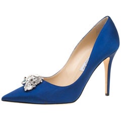 Jimmy Choo Exclusive Collection Electric Blue Manda Pointed Toe Pumps Size 41