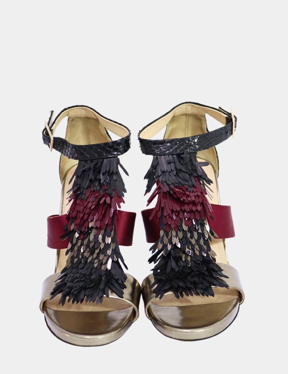 Black Jimmy Choo Fedora Fringe Sandals Size EU 38.5
